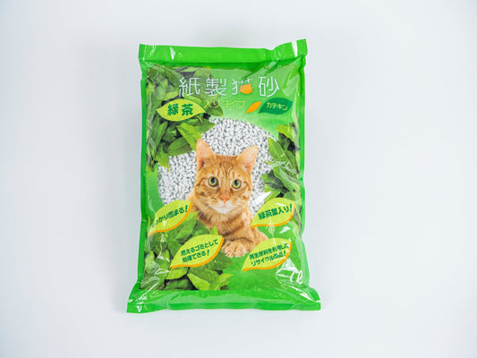 紙製猫砂－緑茶入りタイプ/１箱（７パック入)(配送料込)